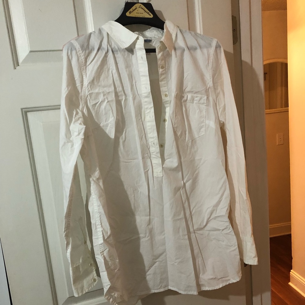 Merona Half Button Up White Collared Shirt